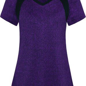 Purple Large Women's Activewear Yoga and Workout Shirt, Moisture Wicking, Stylis